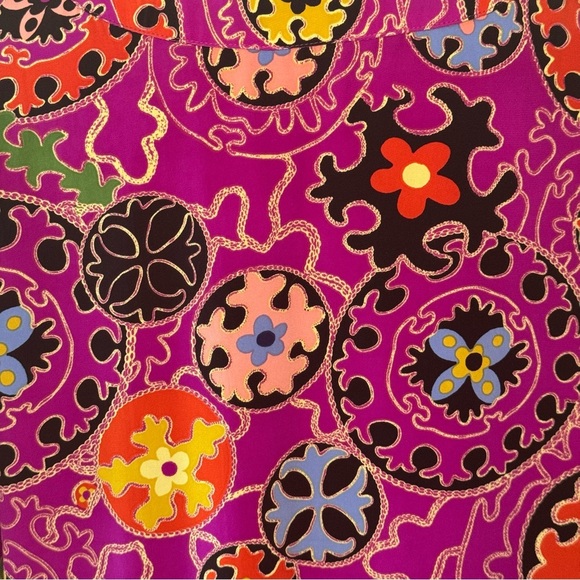 NATORI Vintage Silky Geometric Print Caftan Kaftan Nightgown Loungewear Retro M - Picture 9 of 15